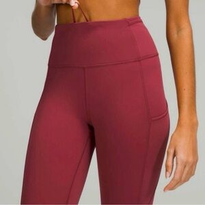 Lululemon Fast and Free Leggings 25” Brick Red
